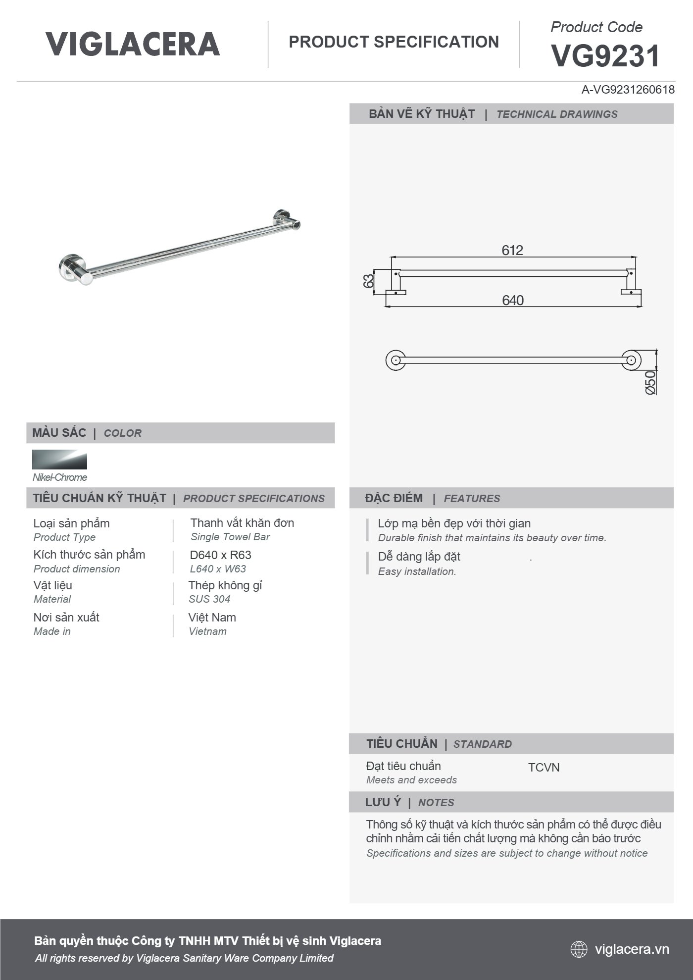 Bản vẽ spec VG9231