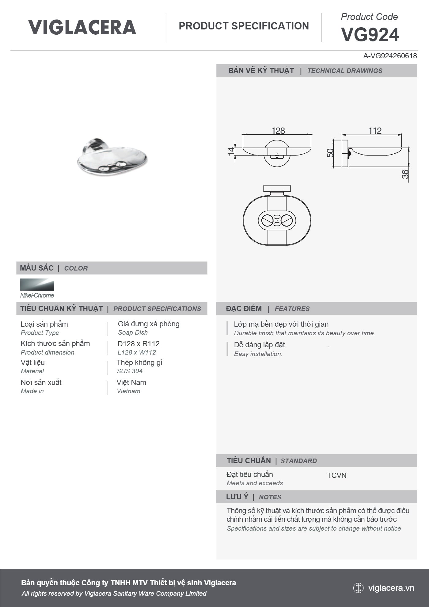 Bản vẽ spec VG924