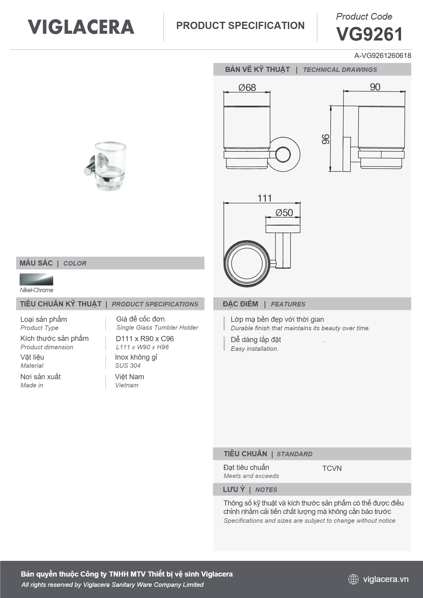 Bản vẽ spec VG9261