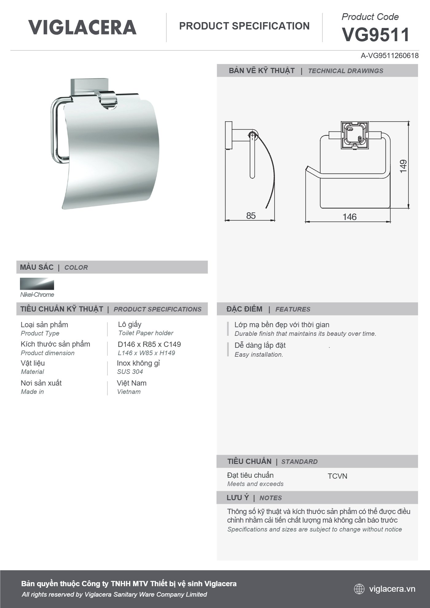 Bản vẽ spec VG9511
