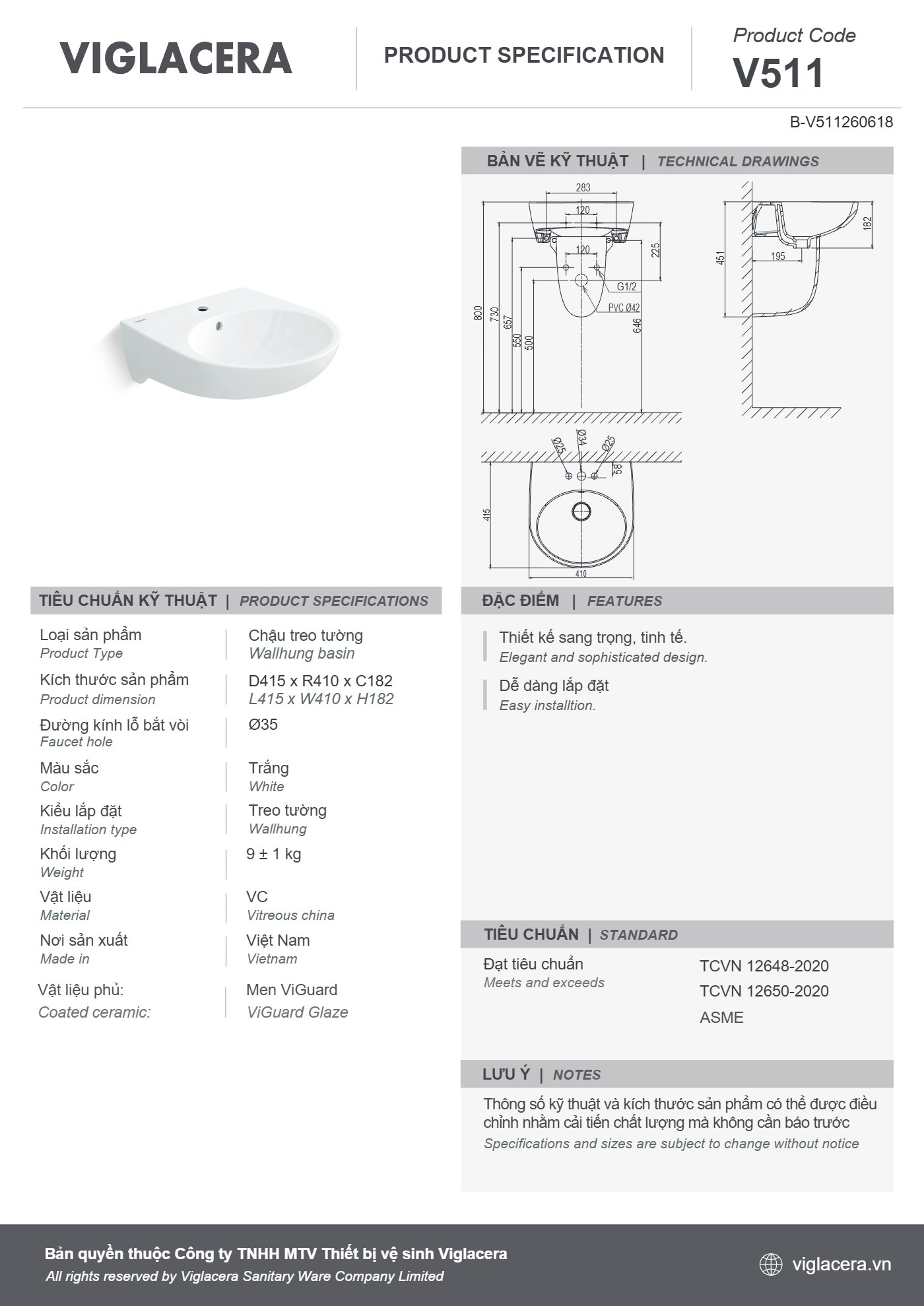 Bản vẽ spec V511